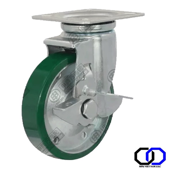 Bánh xe PU Shenpai xoay có khóa phi 200
