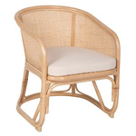 Ghế bành thùng mây tự nhiên có đệm ngồi